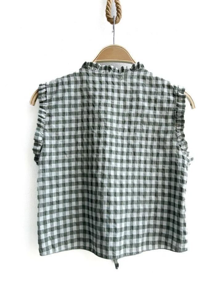 Top Fruncido de Cuadros con Lazo