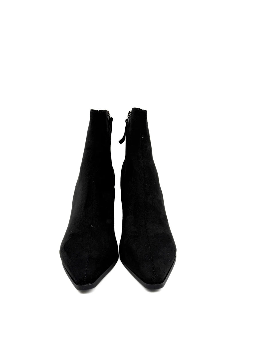 Botines de Antelina con Tacón Ancho y Punta Afilada