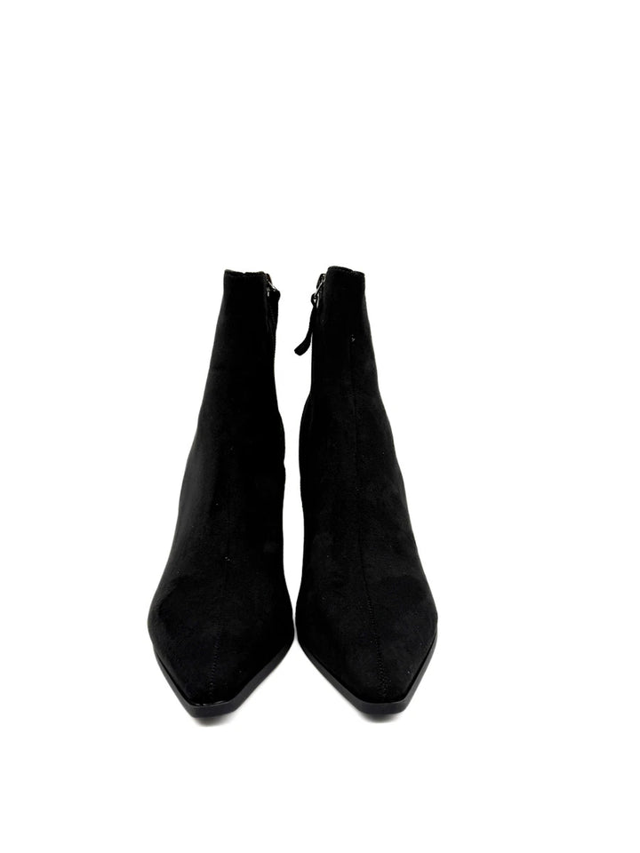 Botines de Antelina con Tacón Ancho y Punta Afilada