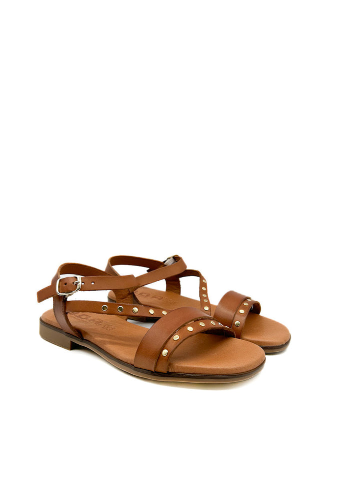 Sandalias de Piel con Tachuelas y Correa Ajustable