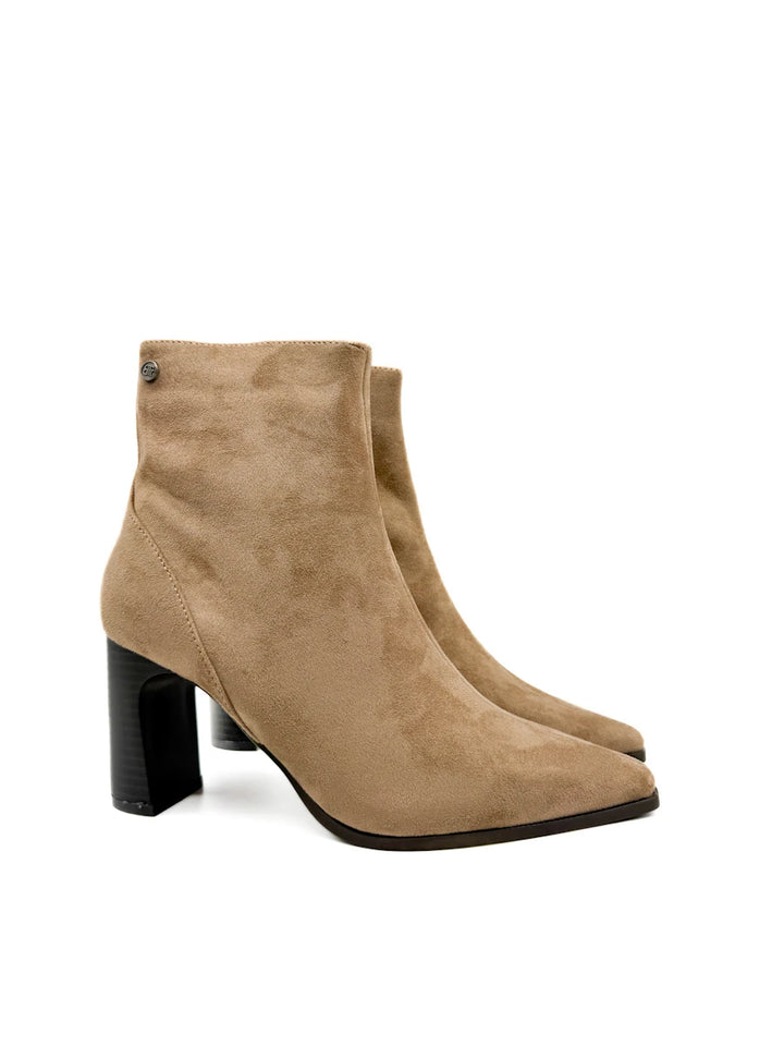Botines de Antelina con Tacón Ancho y Punta Afilada