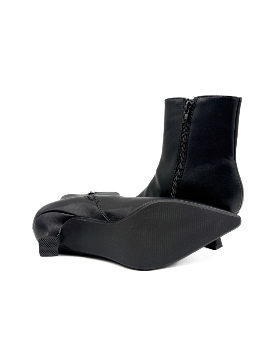 Botines Elegantes con Tacón Curvo y Cremallera Lateral