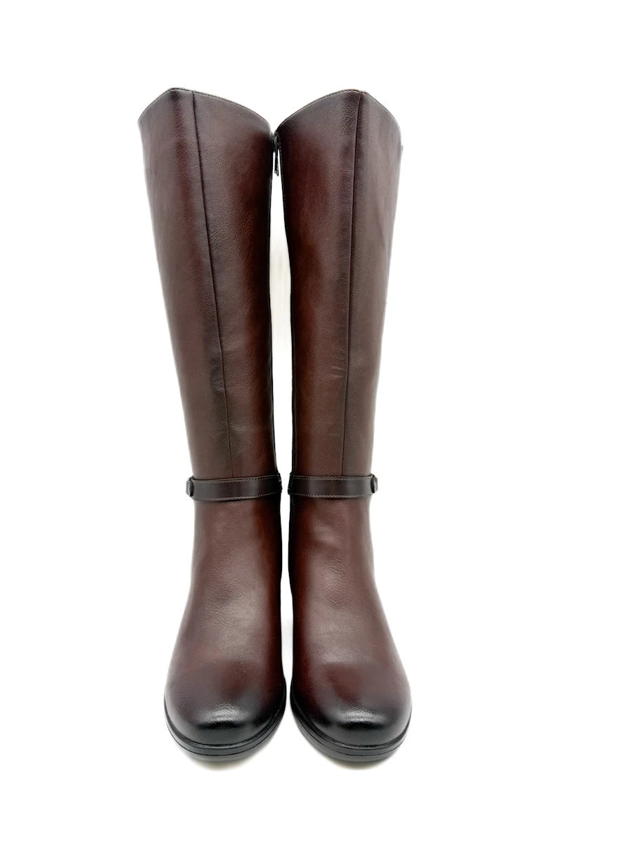 Botas Altas de Tacón Ancho con Caña Elástica y Hebilla