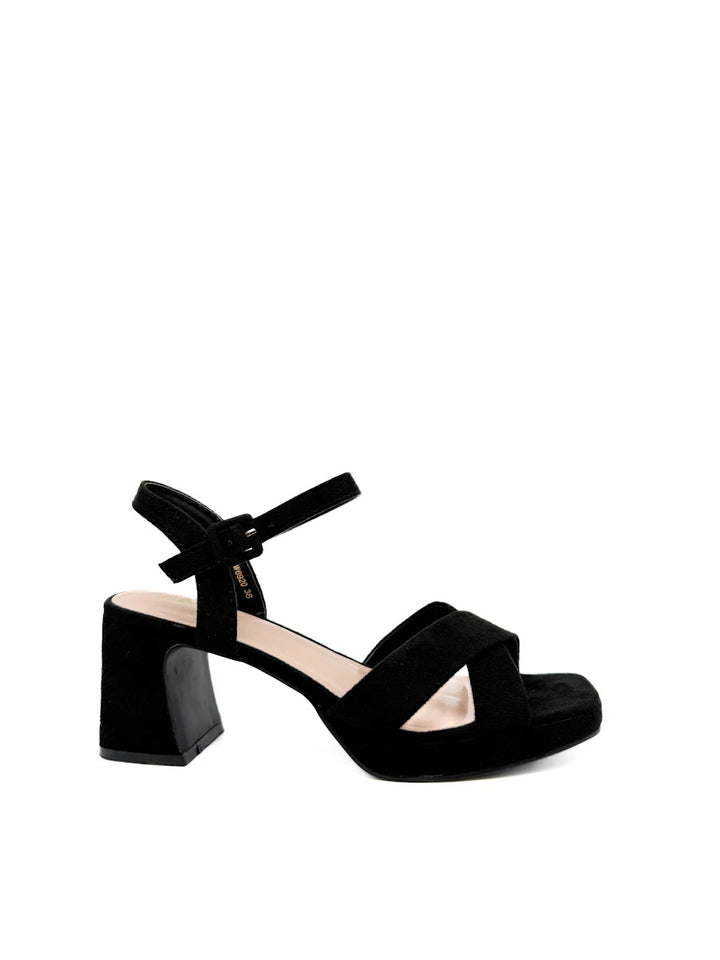 Sandalias de Tacón Ancho con Plataforma y Tiras Cruzadas