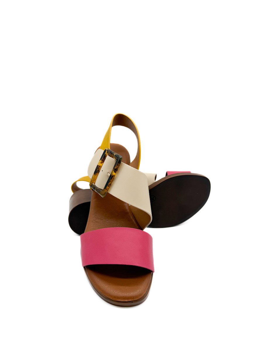 Sandalias Multicolor de Tacón de Bloque para Mujer