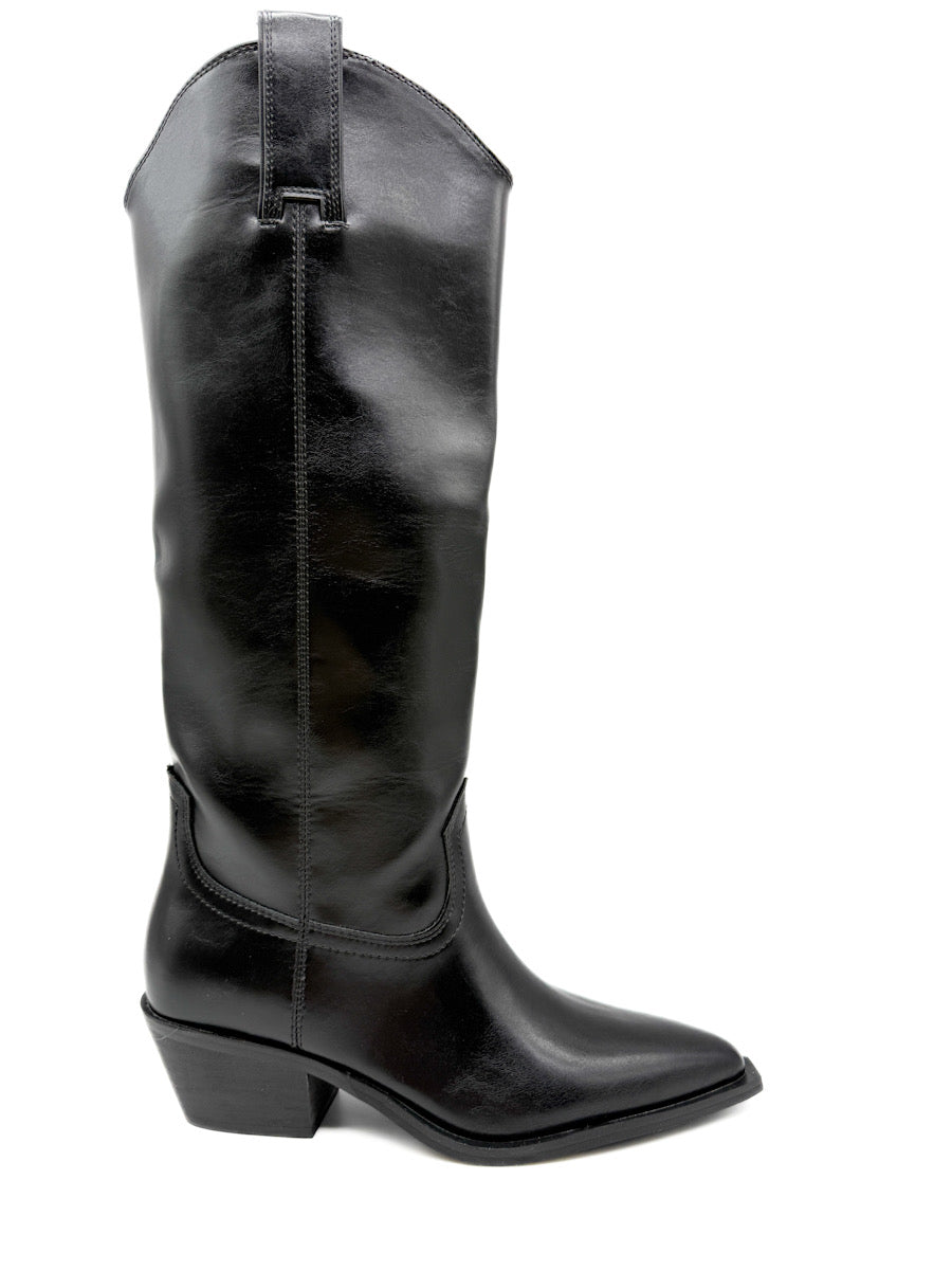 Botas Cowboy Negras de Cuero Sintético Estilo Clásico Negro