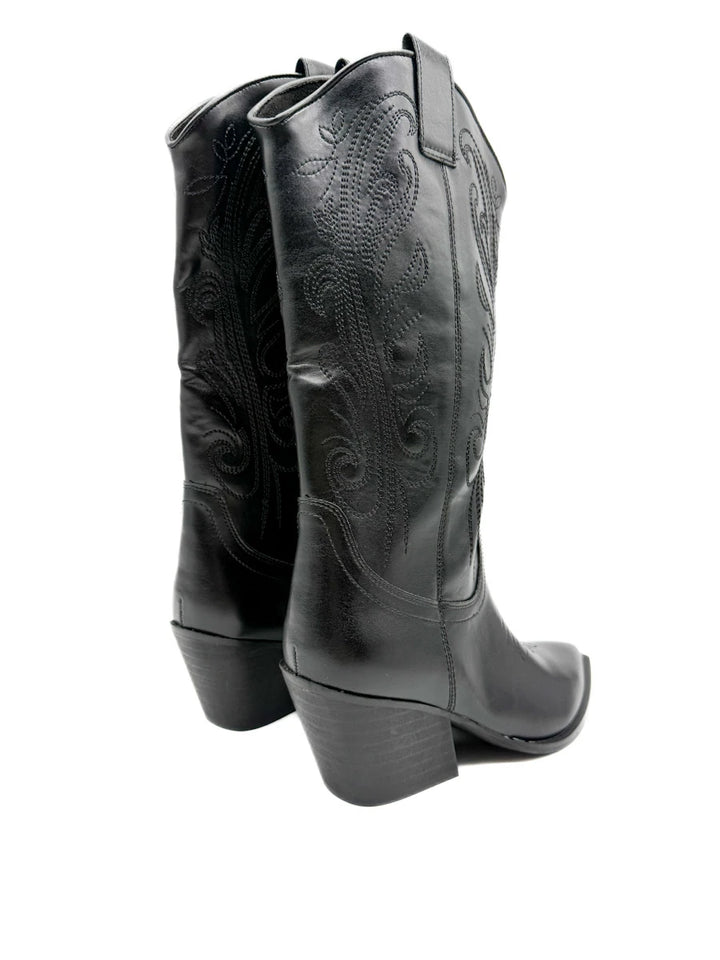 Botas Camperas Cowboy Bordadas de Caña Alta con Tacón Ancho