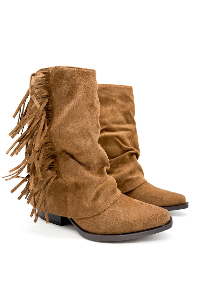 Botines Estilo de Cowboy Detalles Flecos