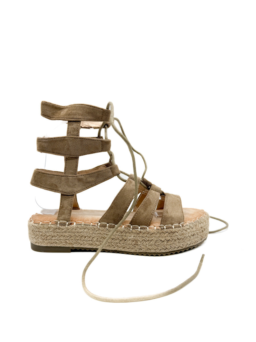 Sandalias Romanas con Plataforma de Yute y Cordones