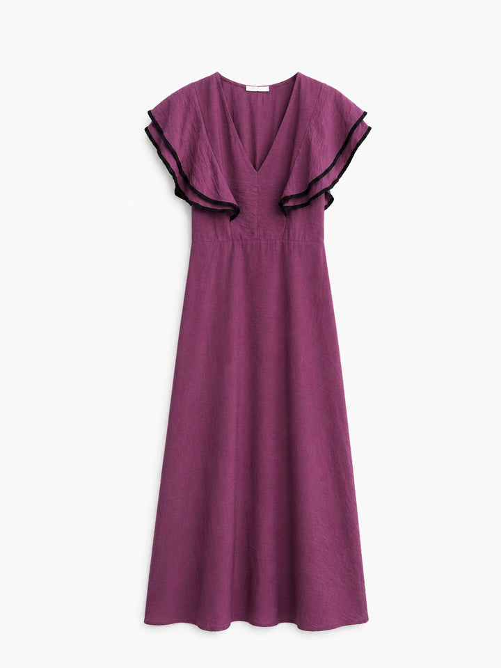 Vestido Largo  Estampado / Liso con Volantes