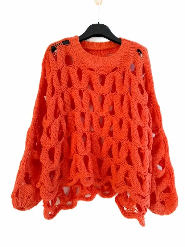 Suéter Textura Wave – Punto Grueso y Calados Orgánicos