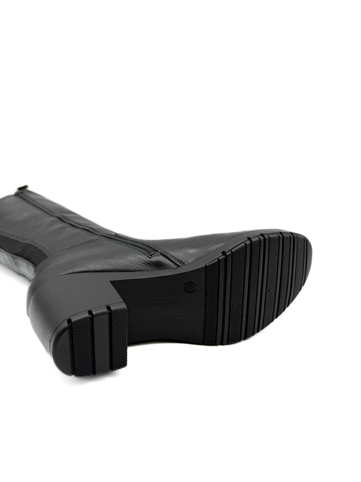 Botas Altas de Caña Recta con Tacón Cuadrado y Cremallera