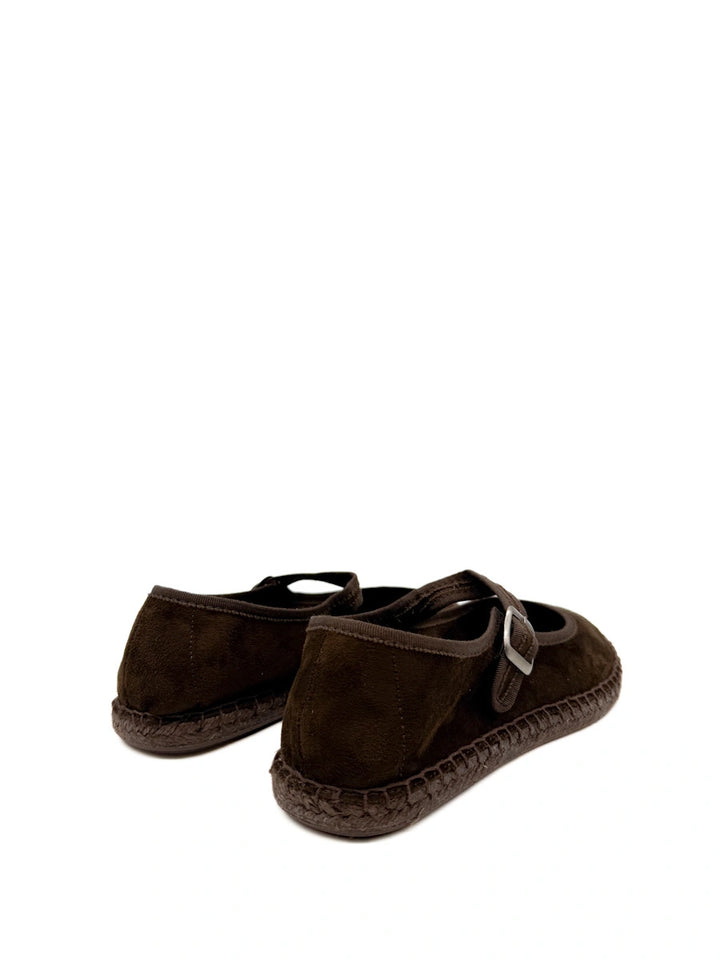 Corina Espadrillas Mary Jane en antelina con Suela de Esparto