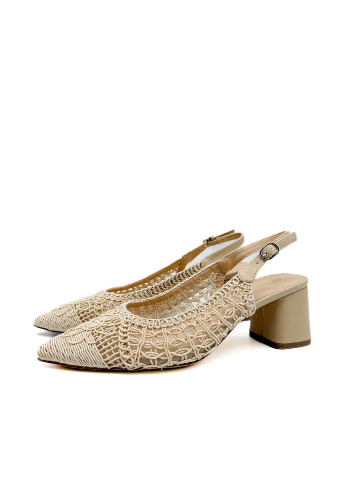 Zapato Destalonado Tejidos Color Beige