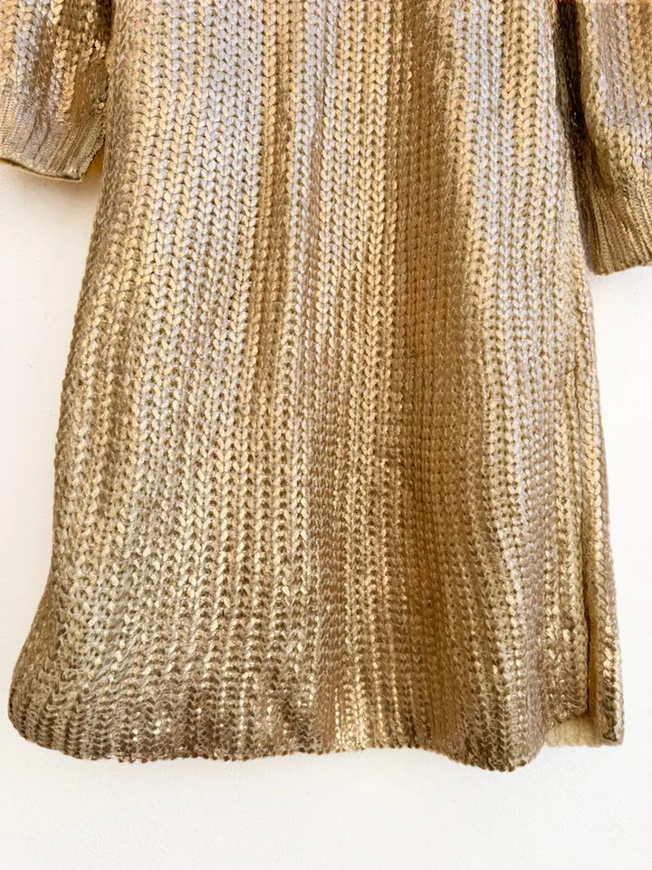 Cardigan largo de punto con acabado metálico