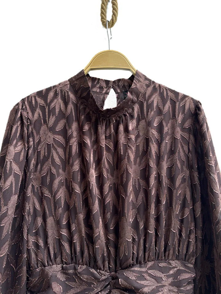 Vestidos Elegante de Manga Larga con Volantes y Estampado Floral