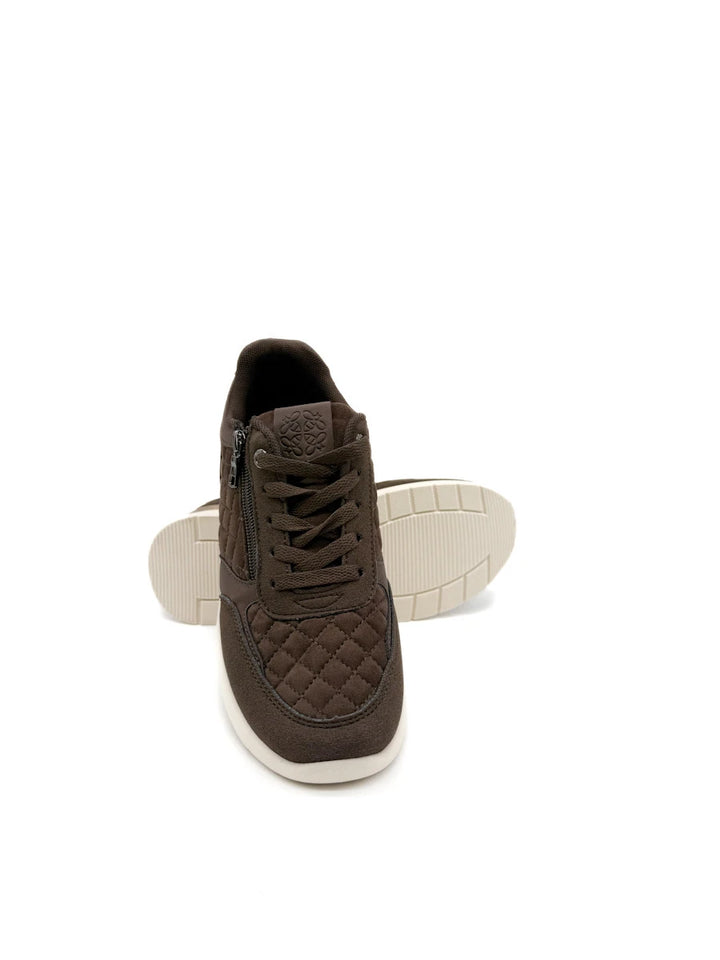 Zapatillas Casuales Acolchadas con Cuña, Cremallera Lateral y Suela Confort
