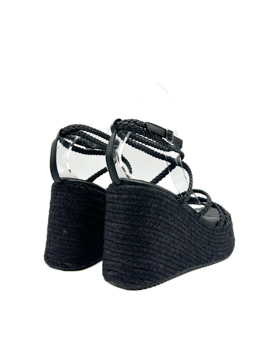 Sandalias de cuña con plataforma  tiras trenzado