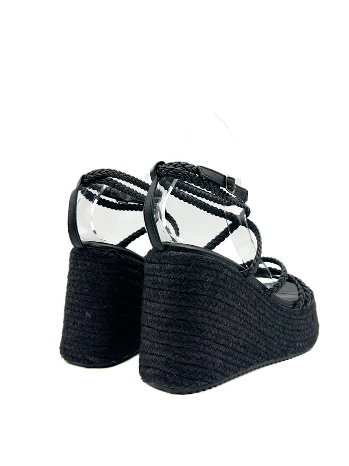Sandalias de cuña con plataforma  tiras trenzado