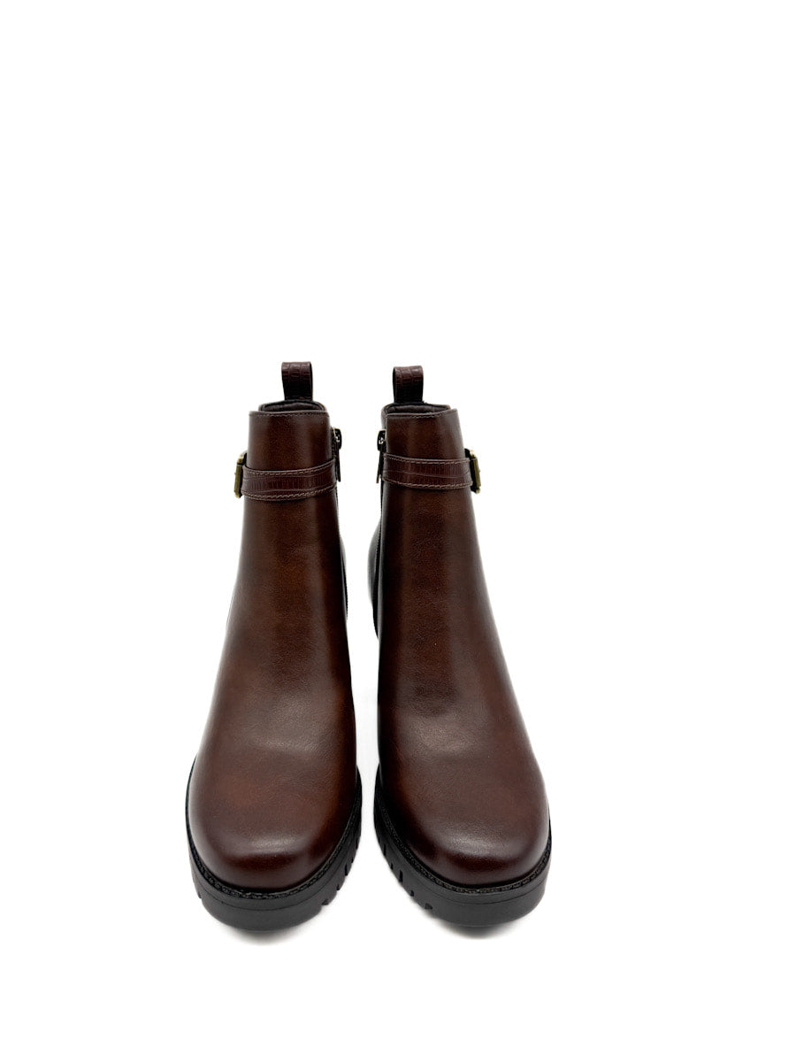 Botines de Cuero Sintético con Tacón Ancho y Suela de Plataforma