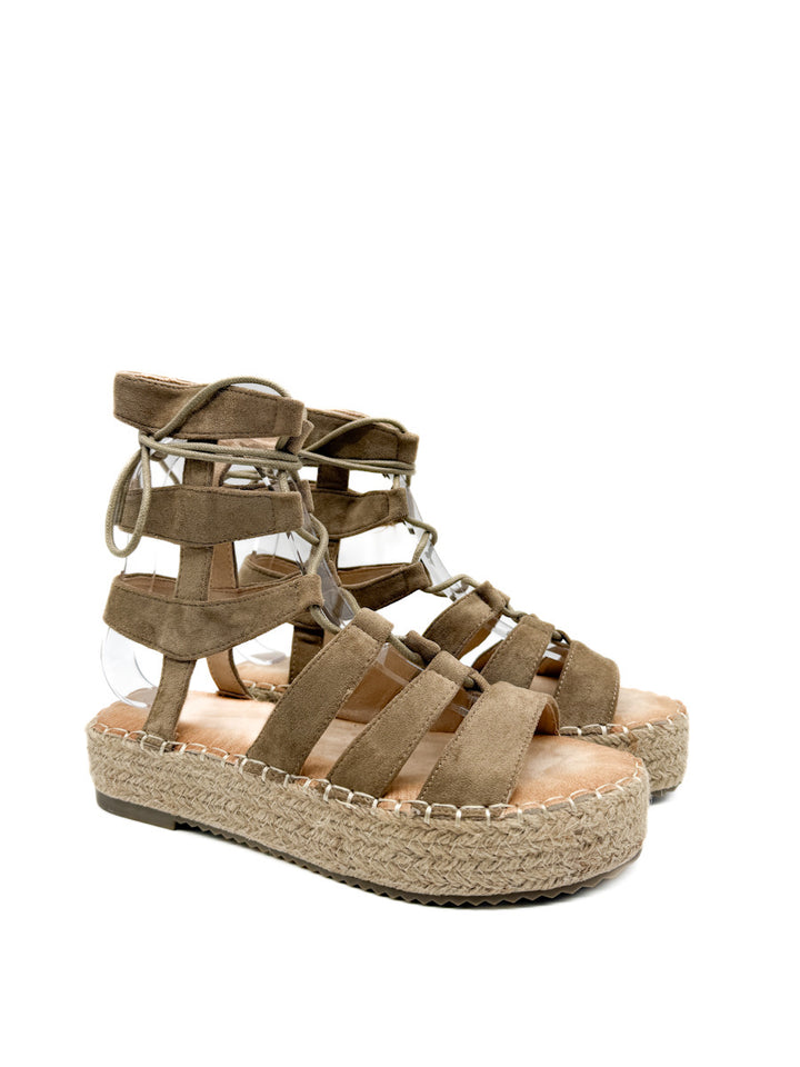 Sandalias Romanas con Plataforma de Yute y Cordones