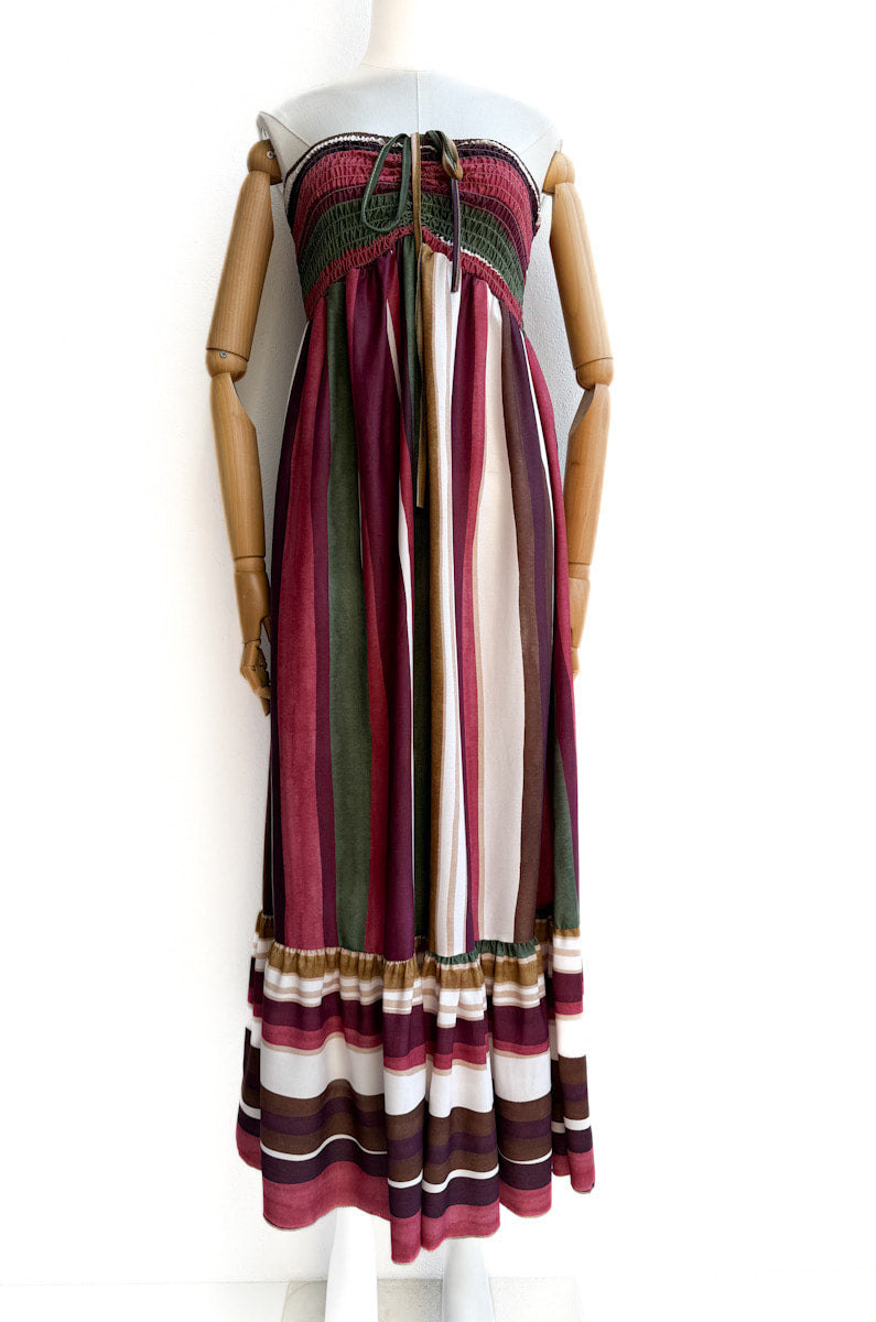 Vestido Largo Multicolor con Tirantes Ajustables Burdeos única