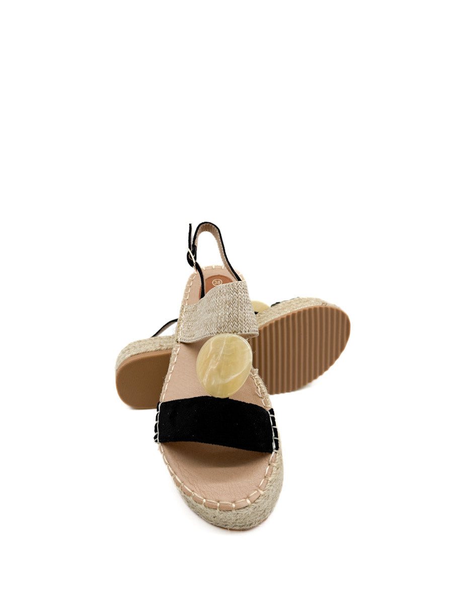 Sandalias Plataforma de Yute con Detalle Decorativo