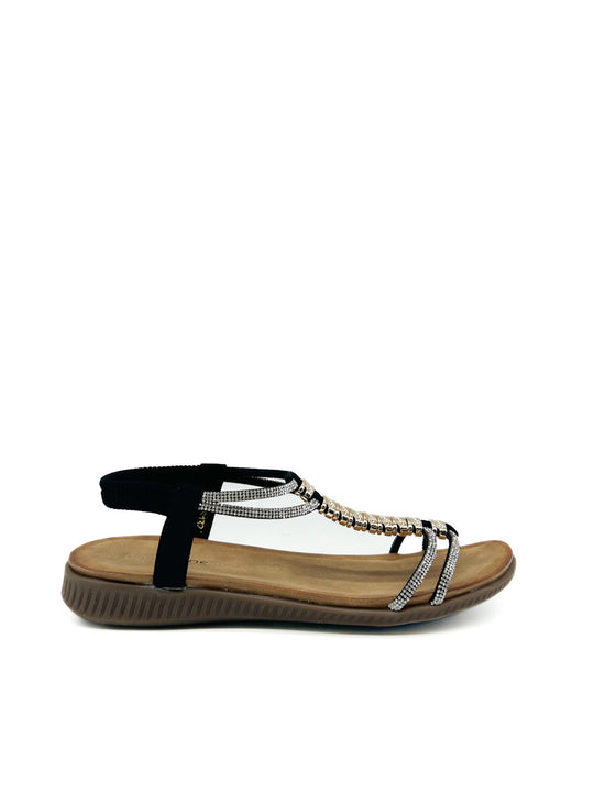 Sandalias Planas Brillos Referencia ES132 Negro