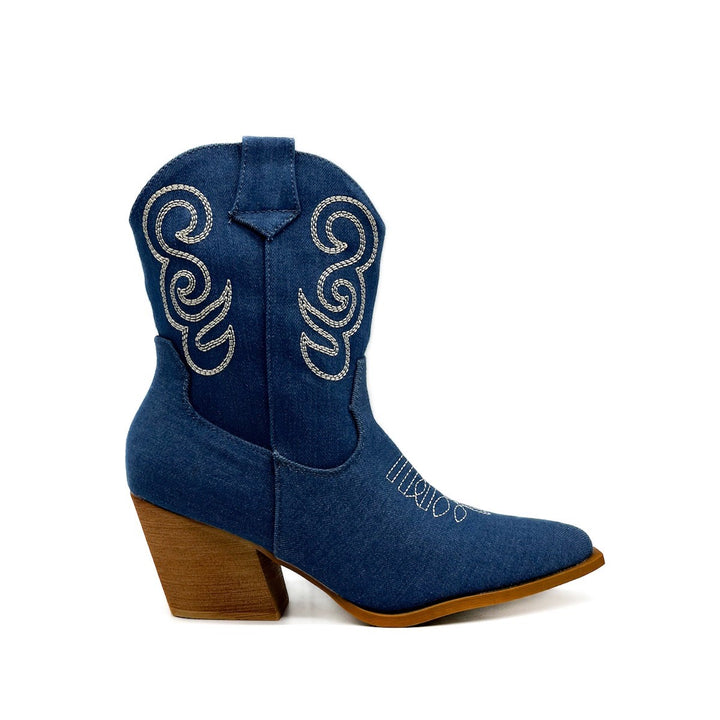 Botines tacón cowboy denim