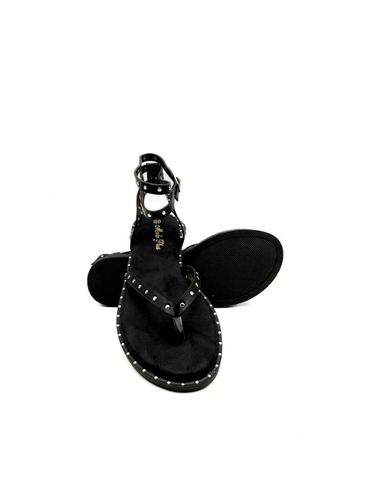Sandalias Romanas con Tachuelas Metálicas y Doble Correa al Tobillo - Colección Urban Chic