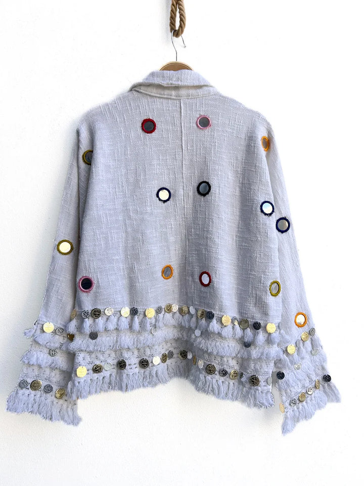 Chaqueta Boho con Espejos y Monedas