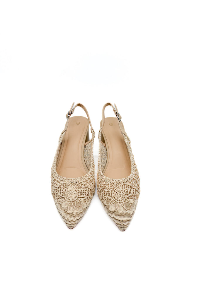 Zapato Destalonado Tejidos Color Beige