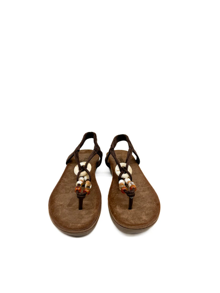 Sandalias Planas Estilo Boho con Cuentas y Tira Elástica - Mujer
