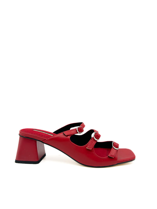 Sandalias de Tacón Medio con Hebillas Ajustables Corina M5371 Rojo