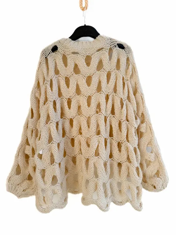 Suéter Textura Wave – Punto Grueso y Calados Orgánicos