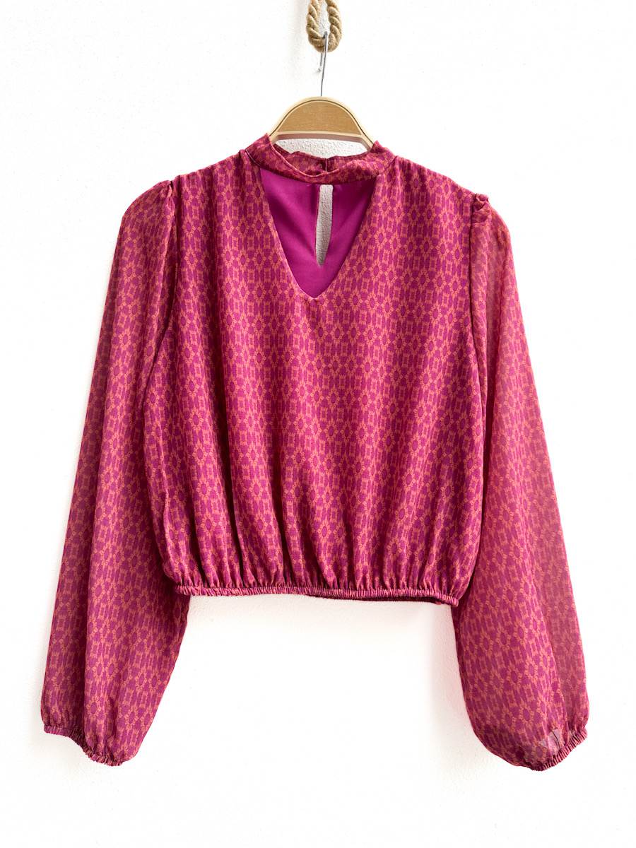 Blusa de Manga Larga con Estampado Geométrico, Disponible en Más Colores y Diseños