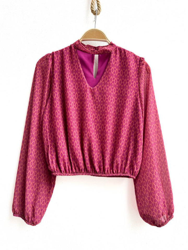 Blusa de Manga Larga con Estampado Geométrico, Disponible en Más Colores y Diseños