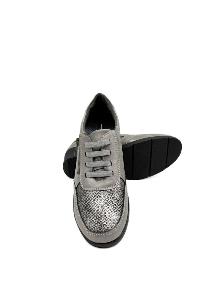 Zapatillas Casuales con Detalles en Textura de Serpiente y Cremallera Lateral