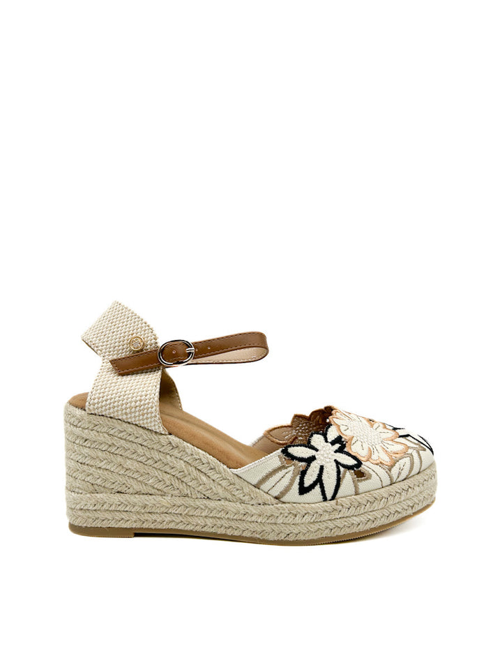 Alpargatas Cuña con Plataforma Bordado Floral