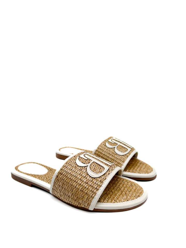 Sandalias Planas de Rafia con Monograma