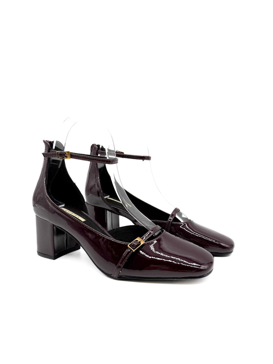 Zapatos de Tacón de Charol con Puntera Cuadrada, Corina M5750