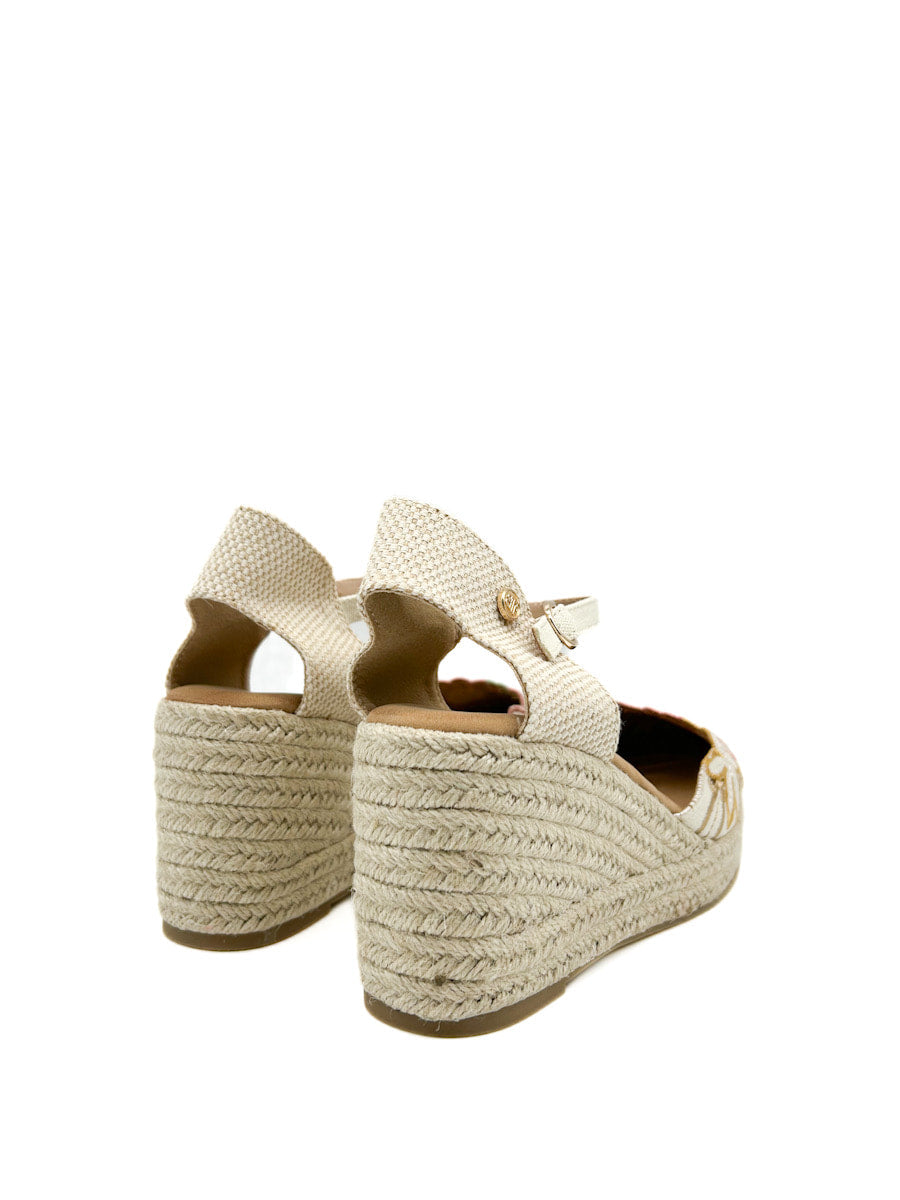 Alpargatas Cuña con Plataforma Bordado Floral
