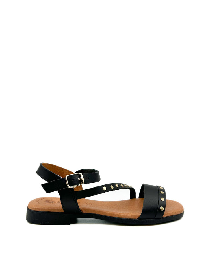 Sandalias de Piel con Tachuelas y Correa Ajustable
