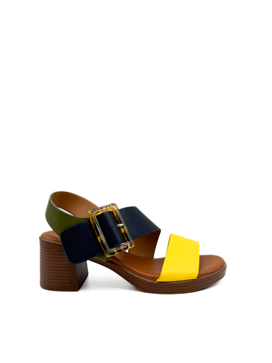 Sandalias Multicolor de Tacón de Bloque para Mujer