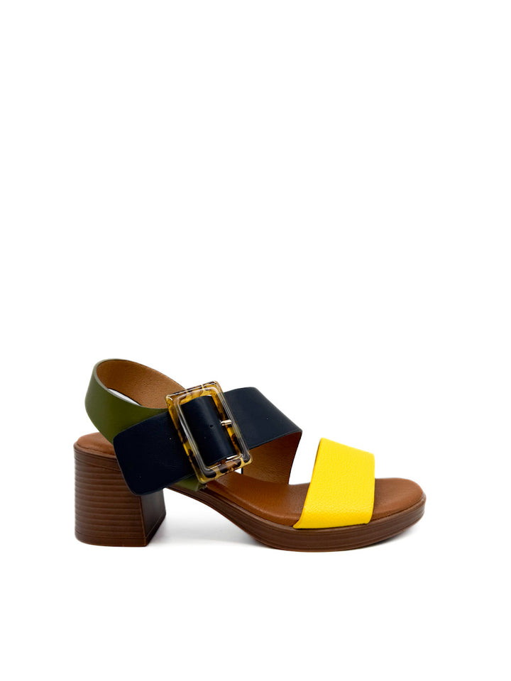 Sandalias Multicolor de Tacón de Bloque para Mujer