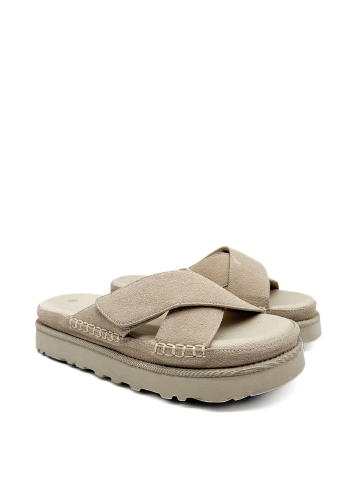 Sandalias de Antelina Tiras Cruzadas con  Velcro