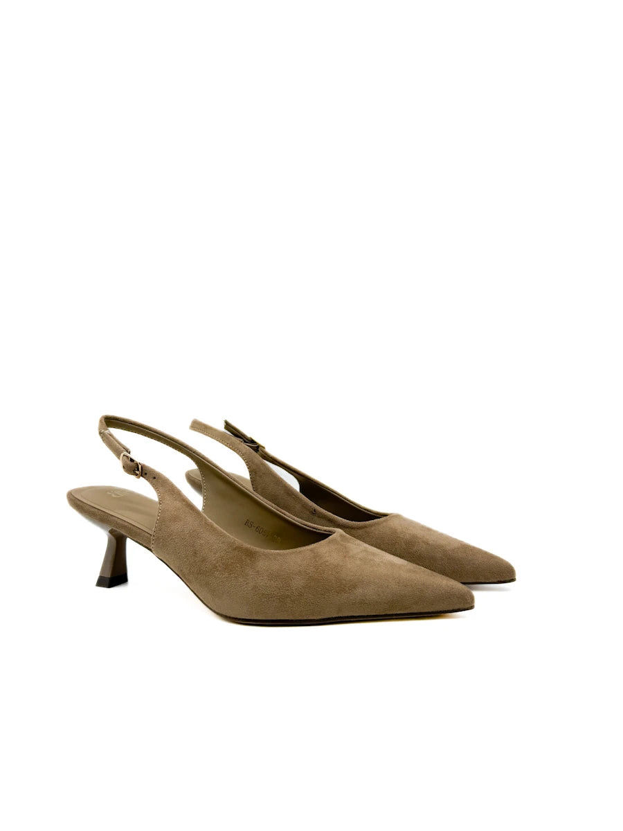 Zapatos Salón Destalonados de Antelina con Tacón Sensato y Puntera Fina