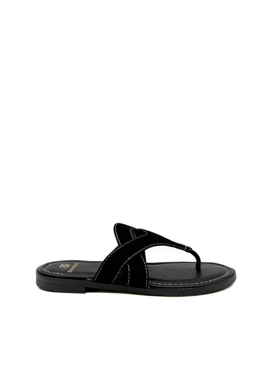 Sandalias Casuales de Dedo con Tiras de Ante - Mujer