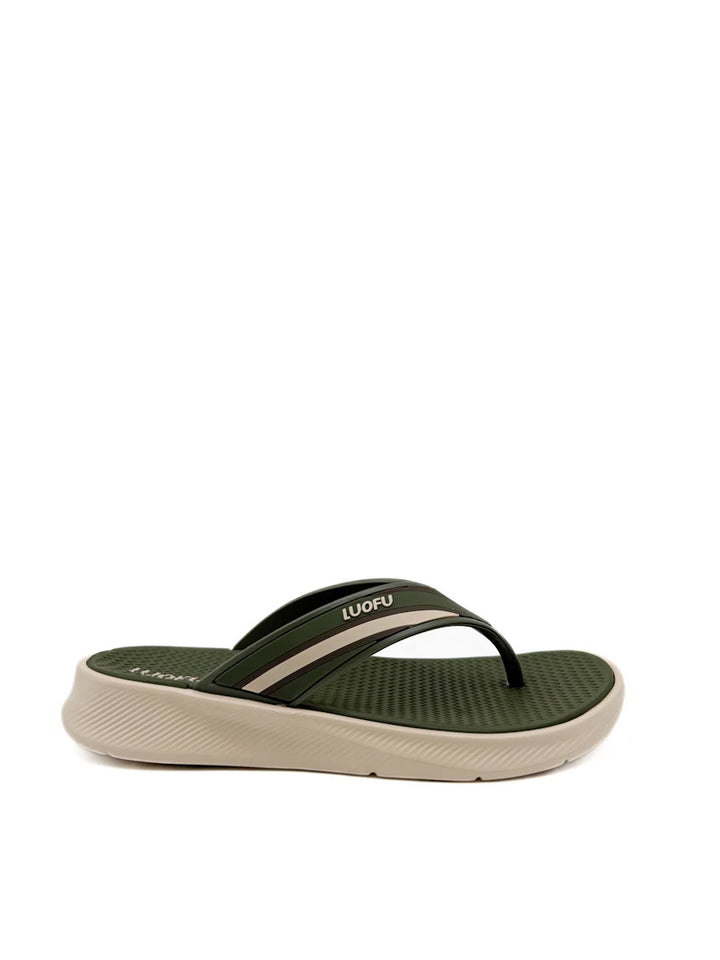 Chanclas hombre piscina LUOFU color marrón y beige.