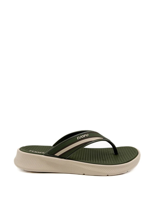 Chanclas hombre piscina LUOFU color marrón y beige.